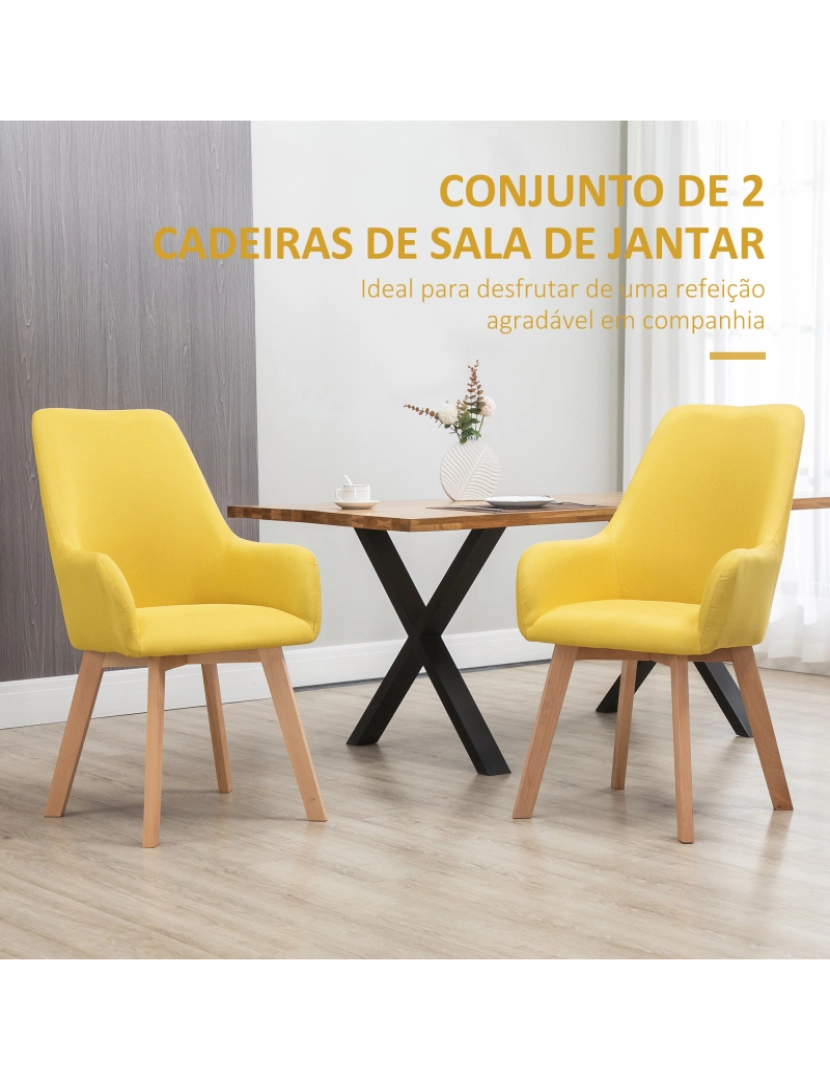 imagem de Cadeiras de Sala de Jantar 60x67,5x101cm cor amarelo 835-729V00YL4