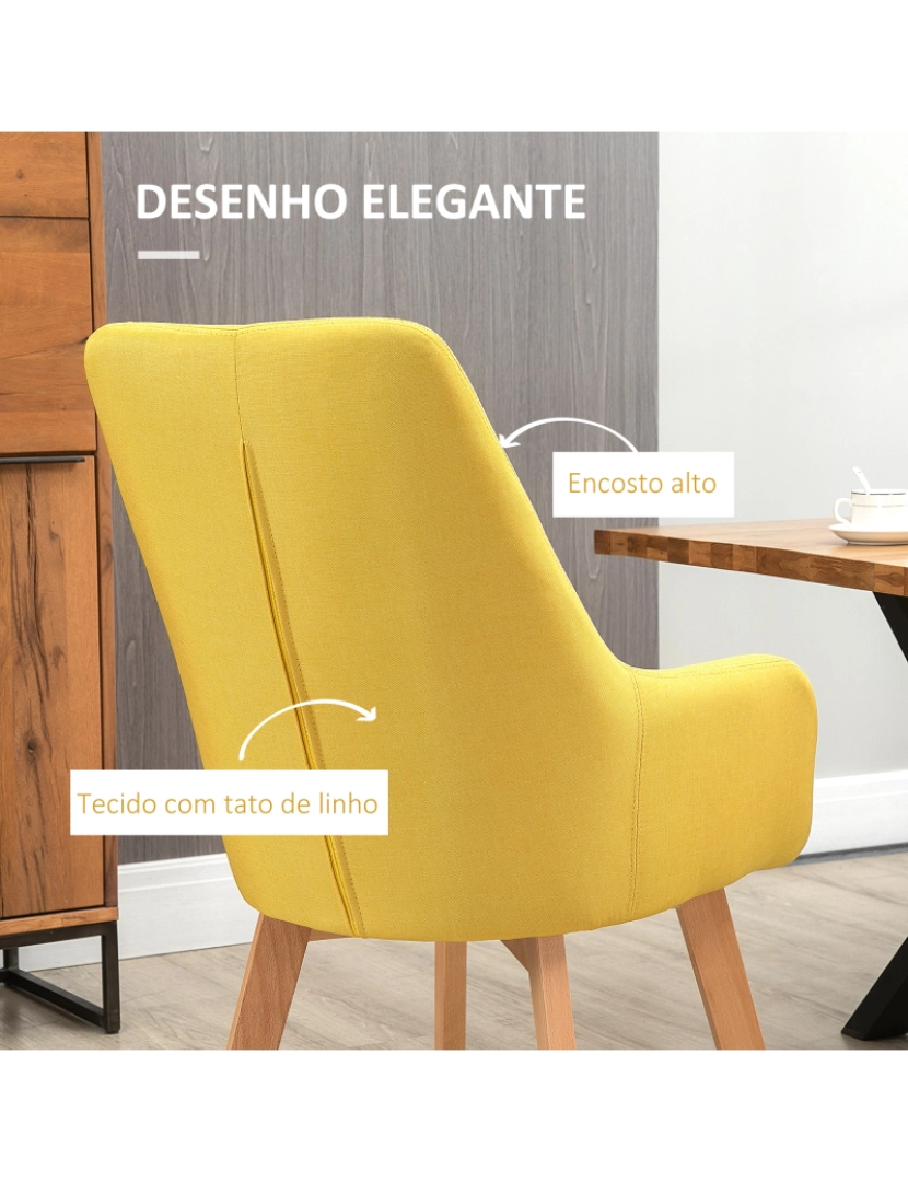 imagem de Cadeiras de Sala de Jantar 60x67,5x101cm cor amarelo 835-729V00YL5