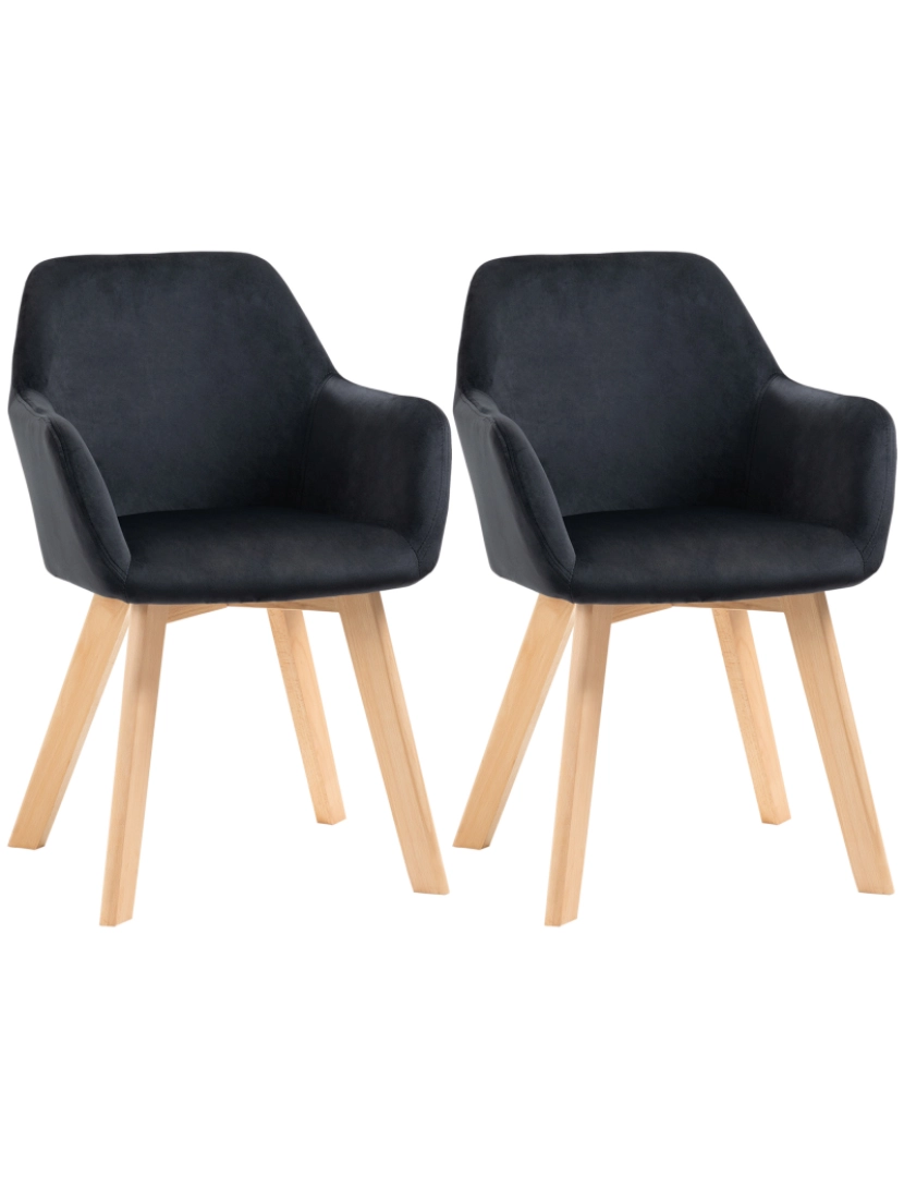 Homcom - Cadeiras de Sala de Jantar 54x57x80cm cor preto 835-728V00BK