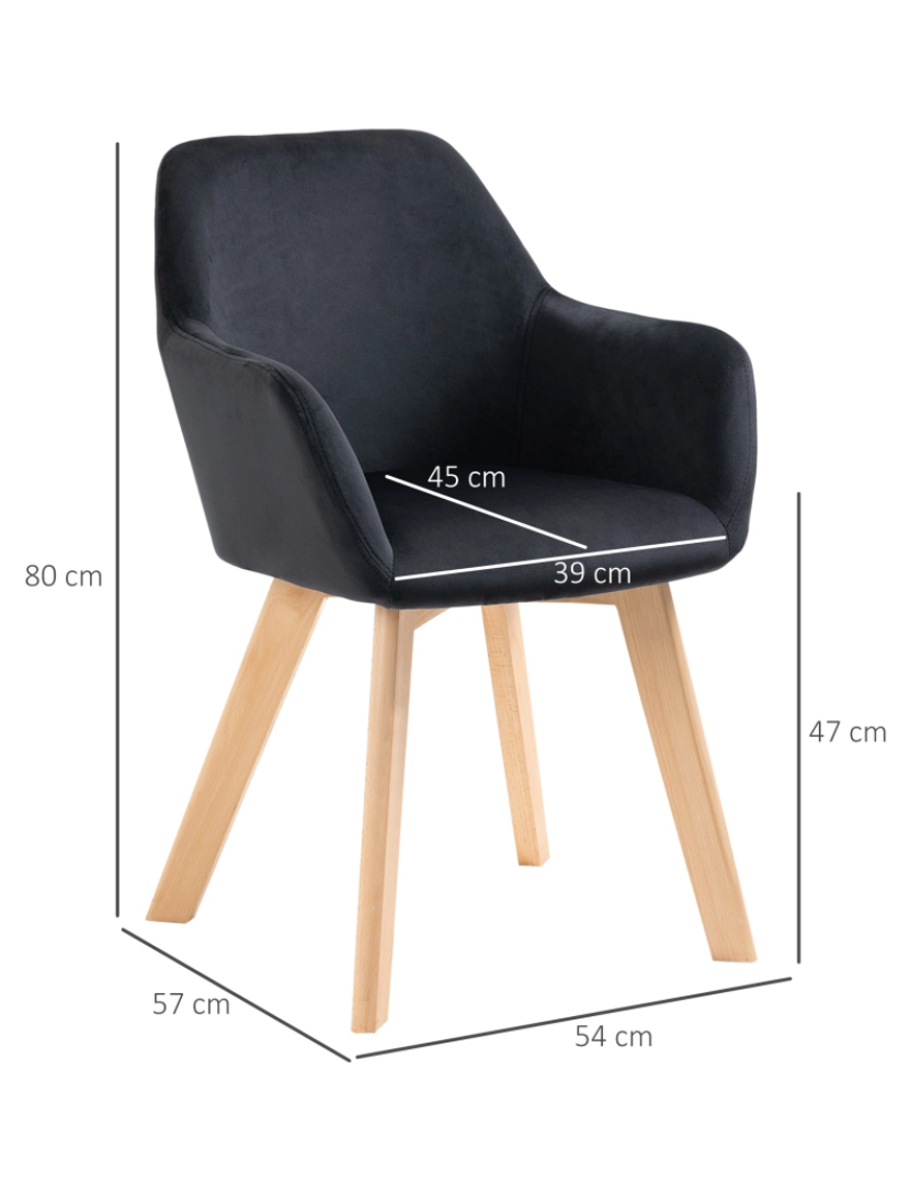 imagem de Cadeiras de Sala de Jantar 54x57x80cm cor preto 835-728V00BK3
