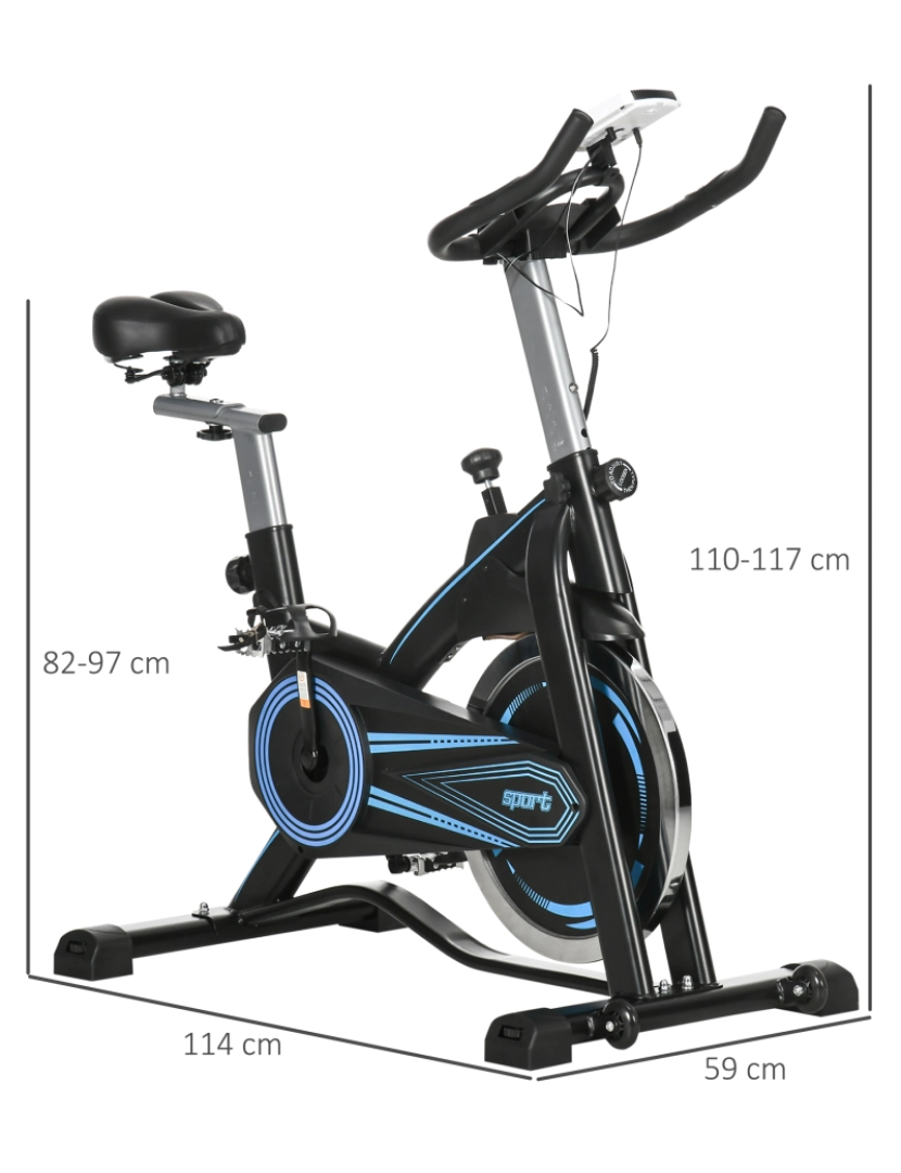imagem de Bicicleta Estática 114x59x110-117cm cor preto e azul A90-325V00BK3