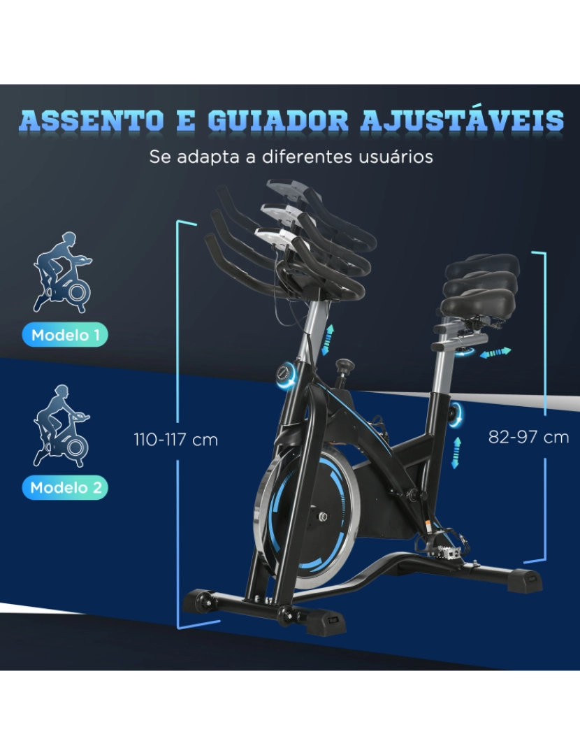 imagem de Bicicleta Estática 114x59x110-117cm cor preto e azul A90-325V00BK7