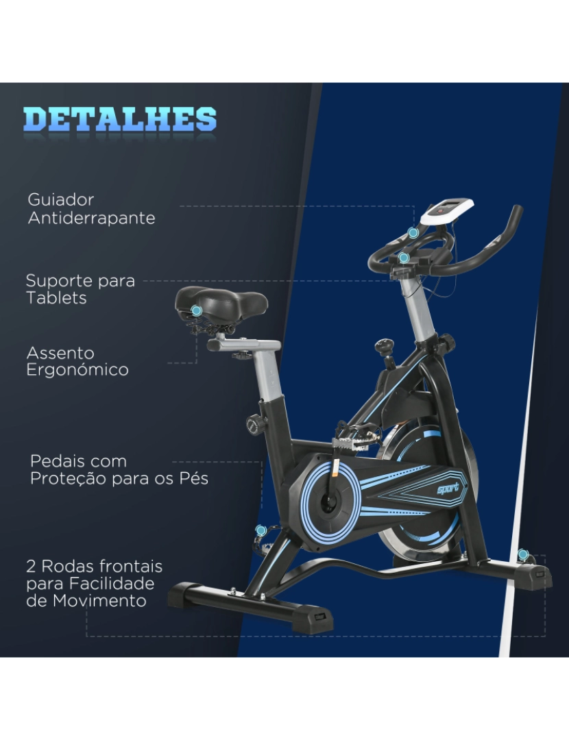 imagem de Bicicleta Estática 114x59x110-117cm cor preto e azul A90-325V00BK8