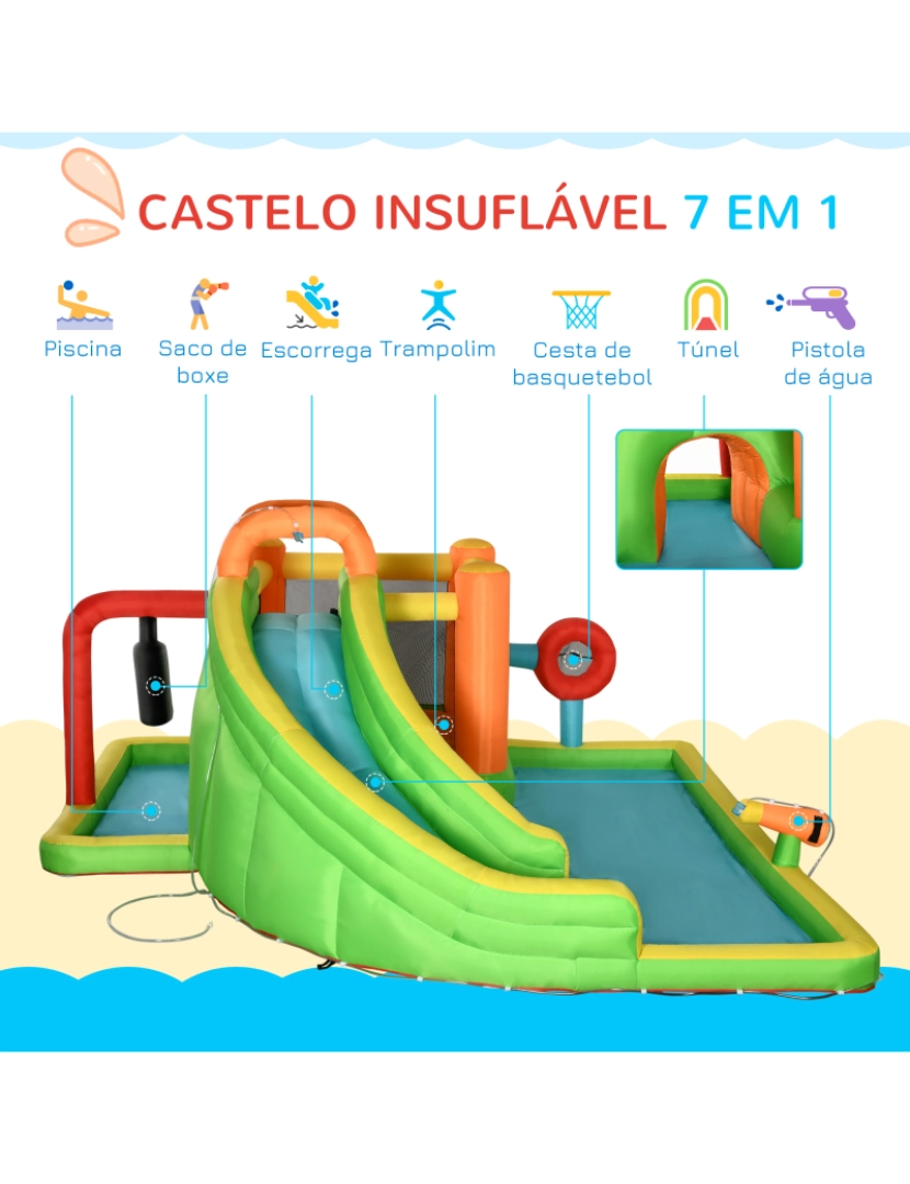 imagem de Castelo Insuflável 478x440x210cm cor multicor 342-049V904