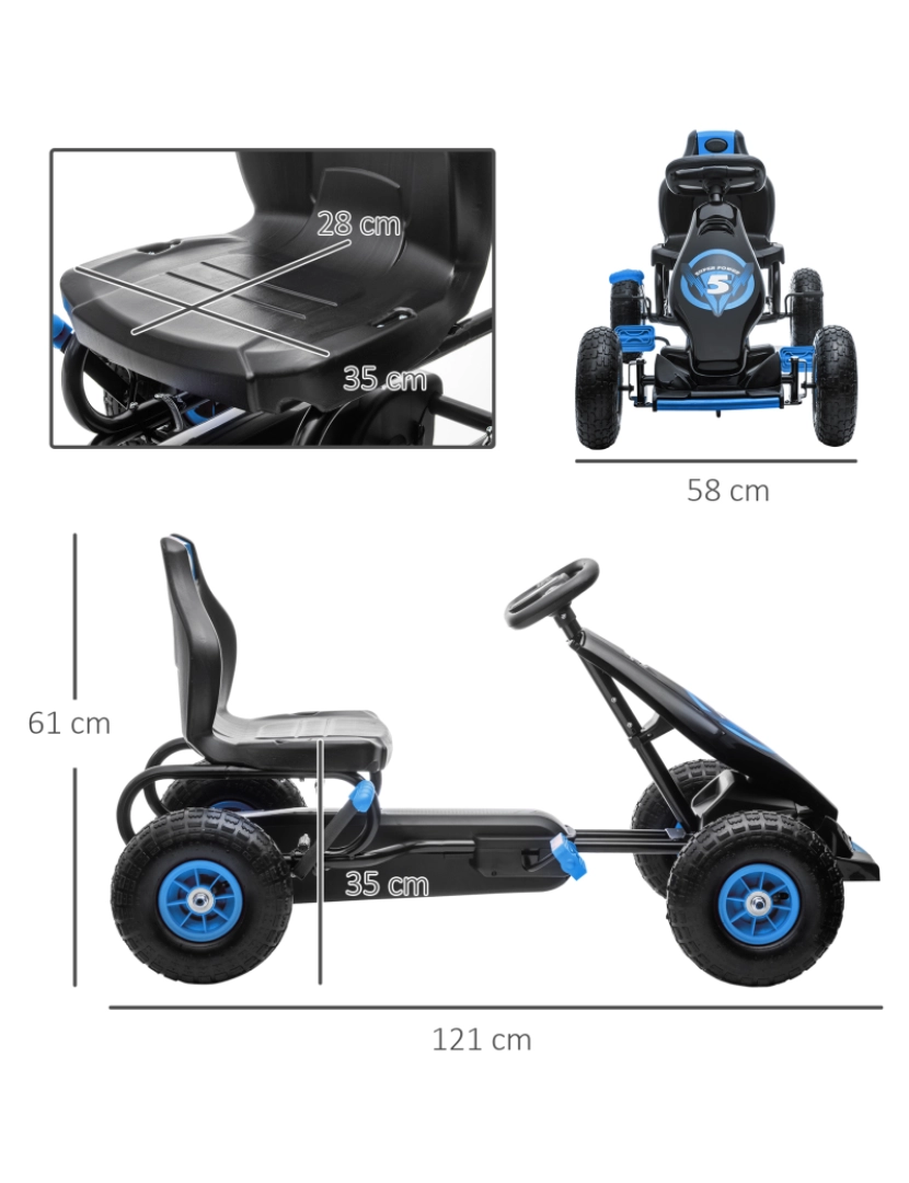 imagem grande de Kart a Pedal 121x58x61cm cor azul 370-256V00BU3