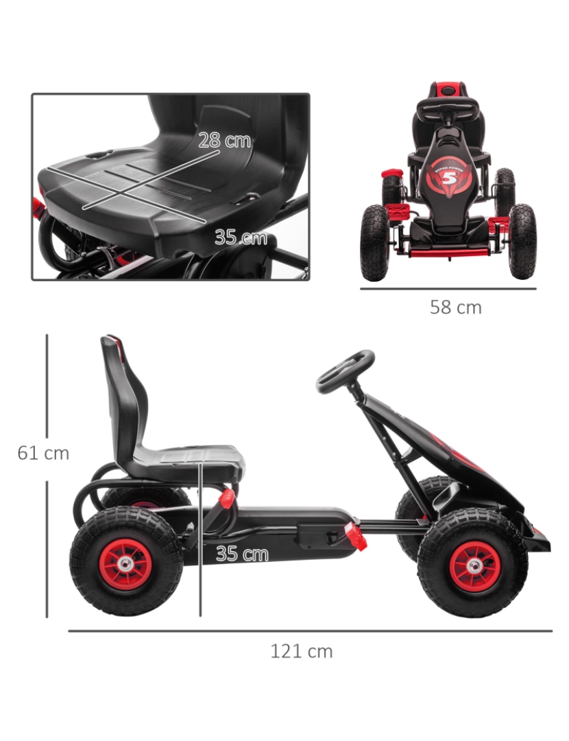 imagem de Kart a Pedal 121x58x61cm cor vermelho 370-256V00RD3