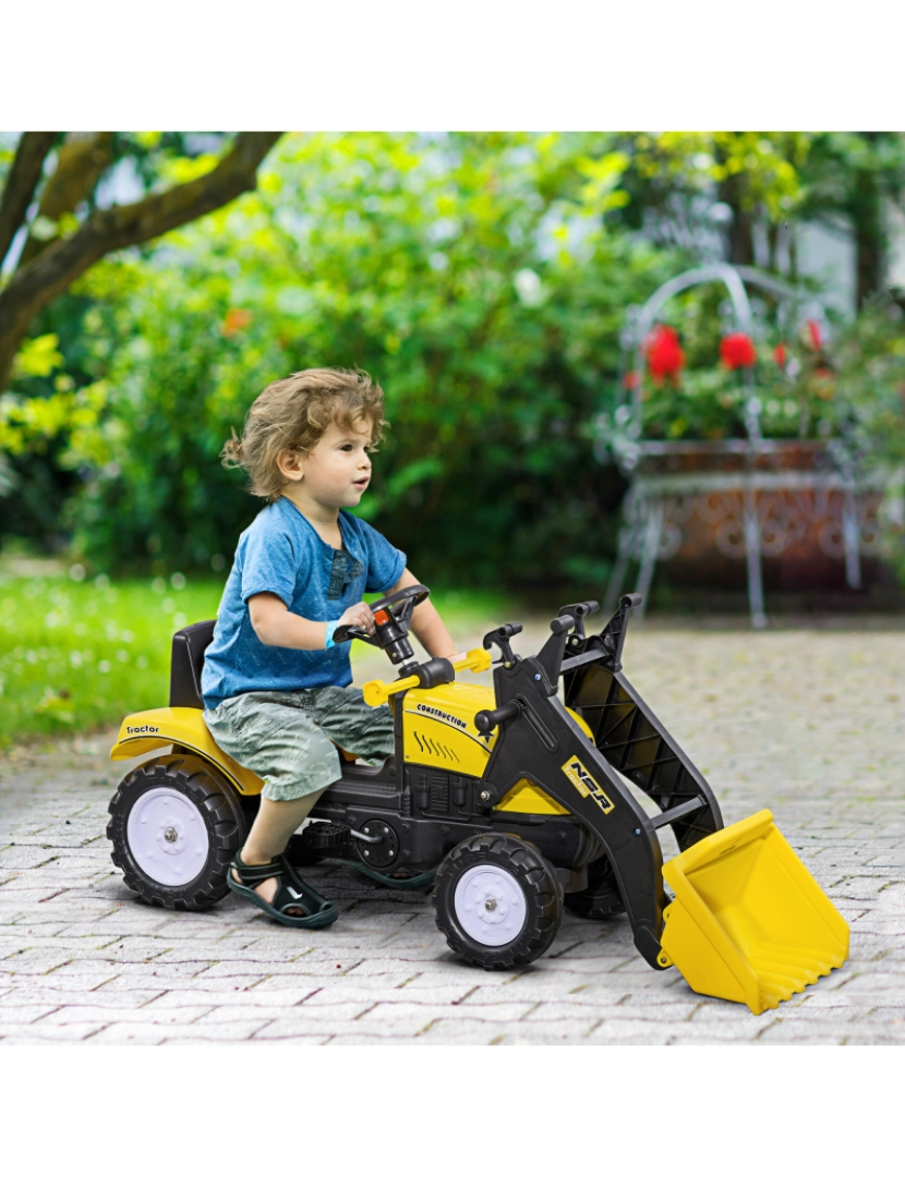 imagem de Trator a Pedal para Crianças 114x41x52cm cor amarelo e preto 341-018V00YL2