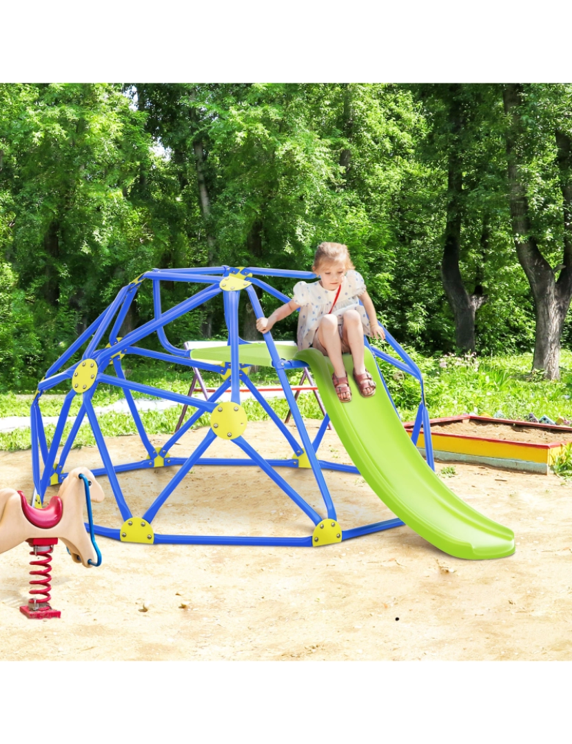imagem de Escalada e Escorregador para Crianças 243x177x90cm cor azul e verde 331-030V00DB2