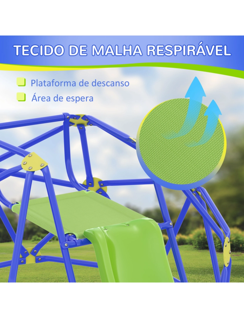 imagem de Escalada e Escorregador para Crianças 243x177x90cm cor azul e verde 331-030V00DB5
