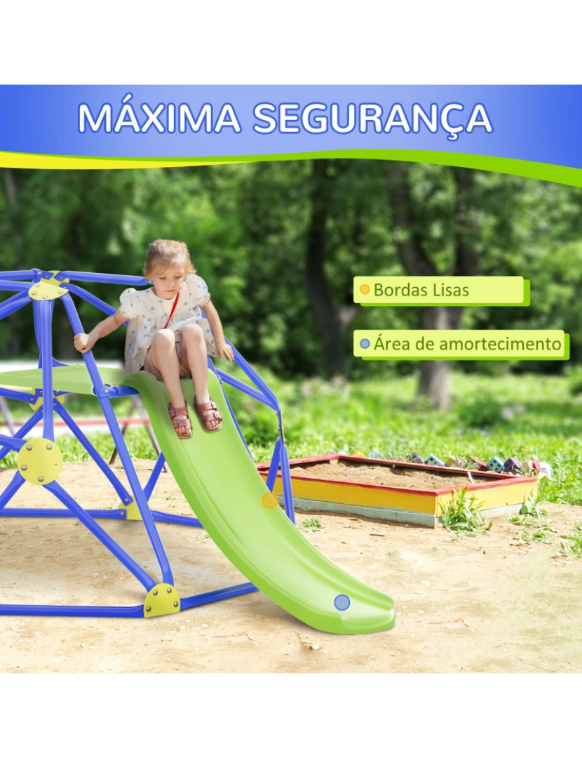 imagem de Escalada e Escorregador para Crianças 243x177x90cm cor azul e verde 331-030V00DB6