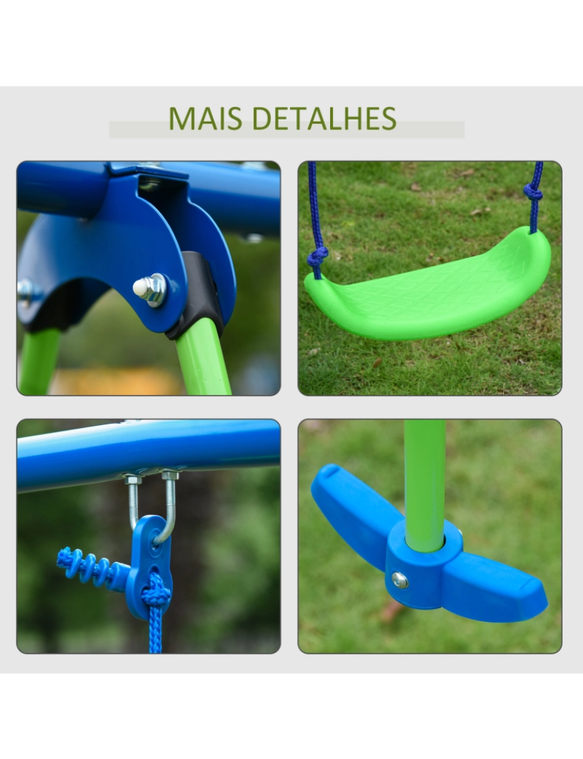 imagem de Conjunto de Baloiço para Crianças 280x140x178cm cor verde 344-0357