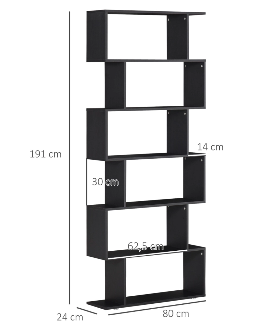 imagem de Estante 80x25x192cm cor preto 831-037BK3