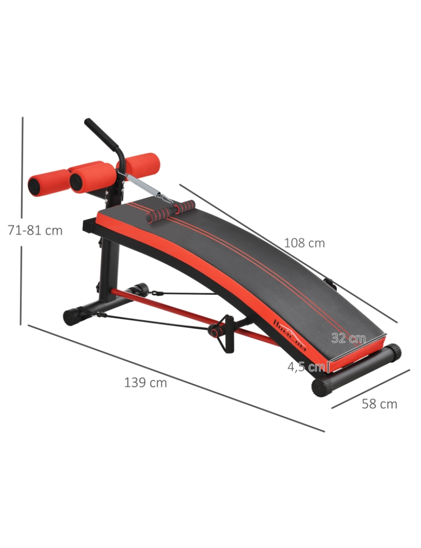imagem de HomCom Banco de Musculação Banco Abdominal Pesos Alongamento de Braços Multifuncional para Fitness3