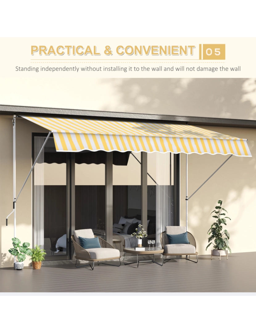 imagem de Toldo Manual Retrátil 300x150x280cm cor amarelo e branco 840-183YL8