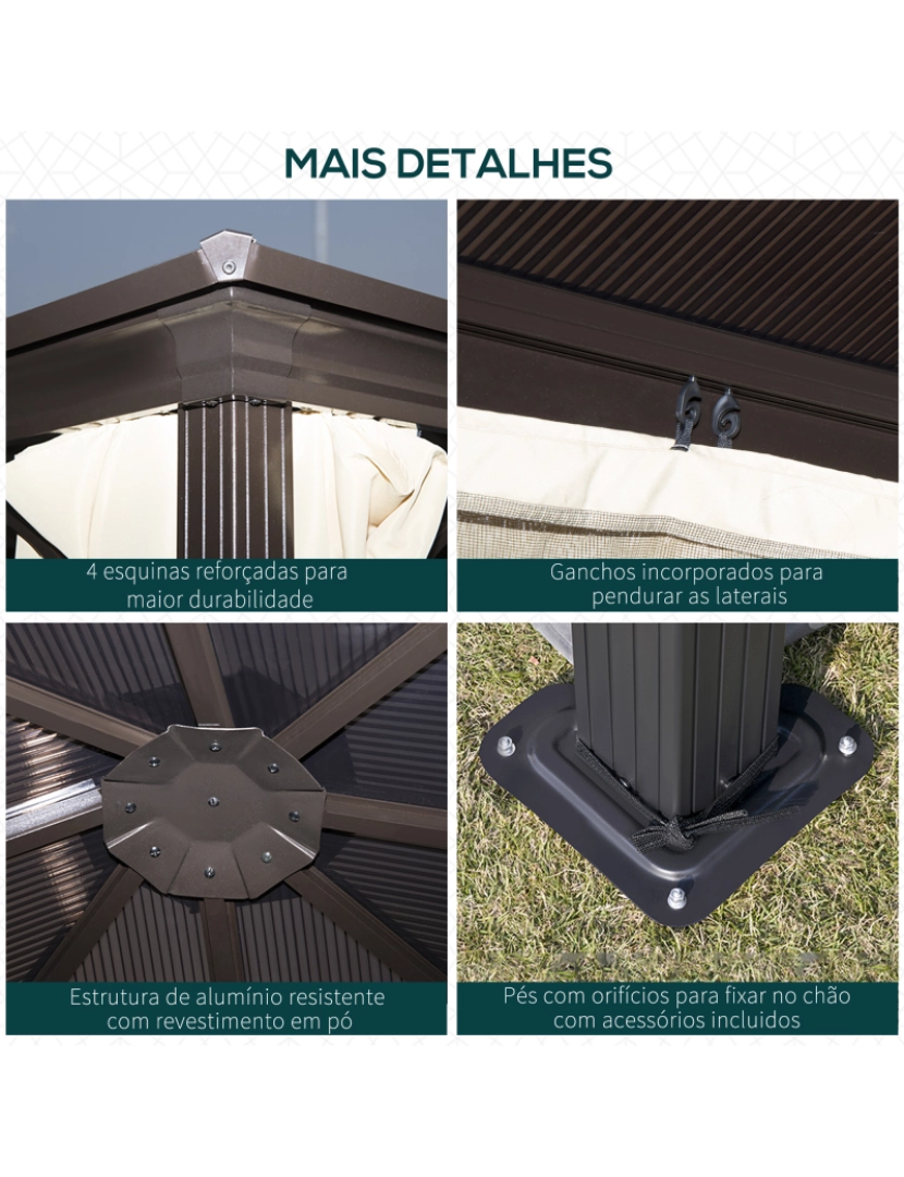 imagem de Pérgola para Jardim 300x300x260cm cor bege e marrom 01-08716