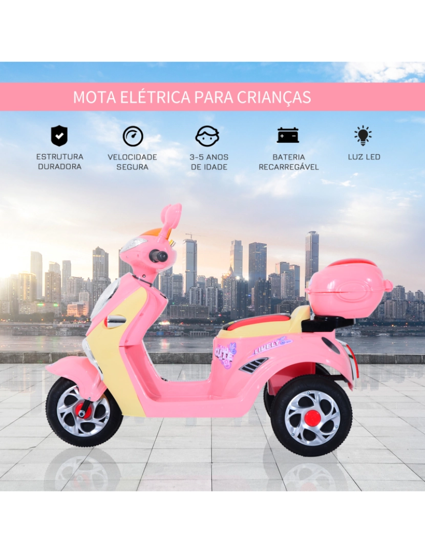 imagem de Moto elétrica 108x51x75cm cor rosa 370-0134