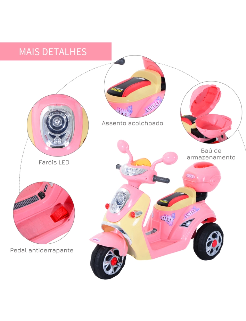 imagem de Moto elétrica 108x51x75cm cor rosa 370-0137