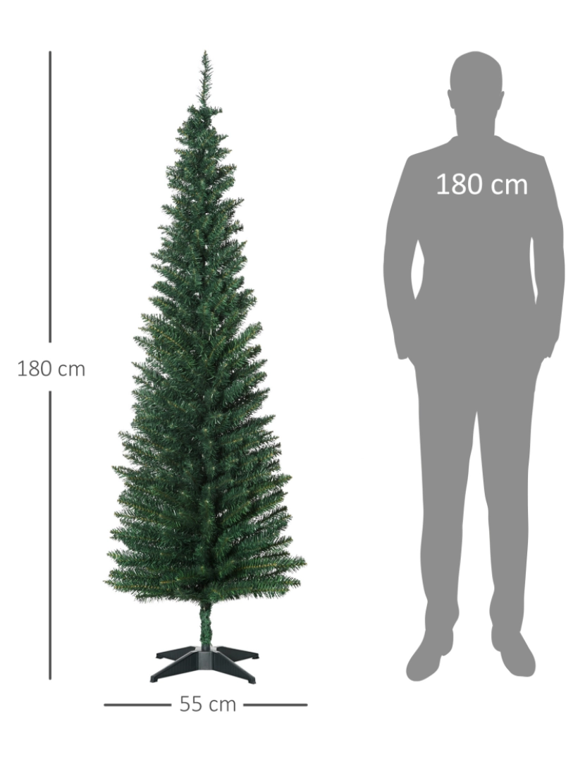 imagem grande de Árvore de Natal Φ55x180cm cor verde escuro 830-1823