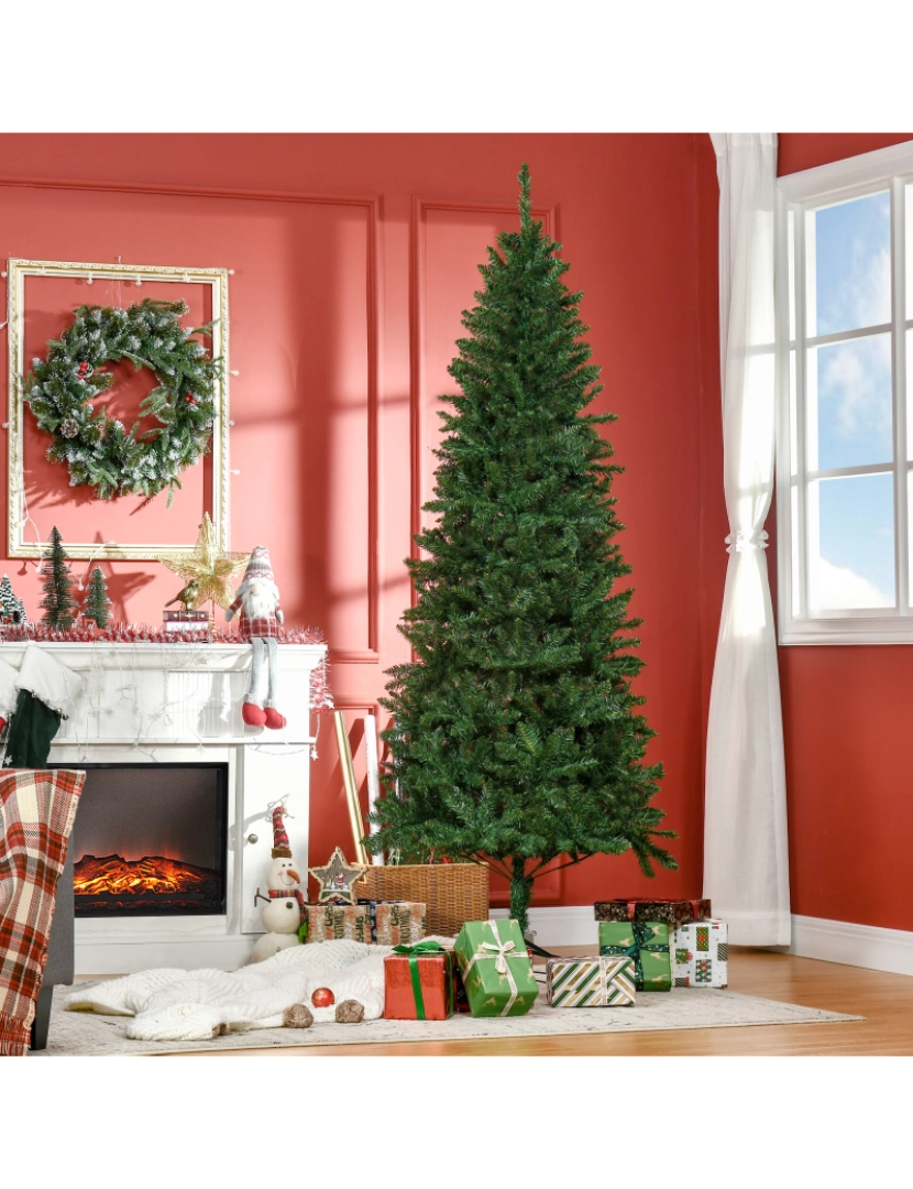 imagem de HOMCOM Árvore de Natal Artificial 210cm com 865 Ramos Ecológicos Decoração de Natal para Interiores Φ91x210cm Verde2