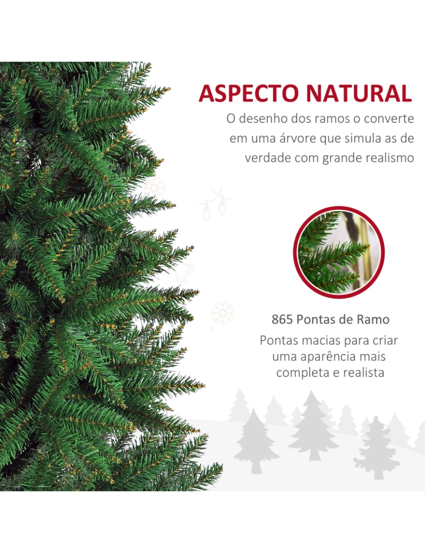 imagem de HOMCOM Árvore de Natal Artificial 210cm com 865 Ramos Ecológicos Decoração de Natal para Interiores Φ91x210cm Verde4