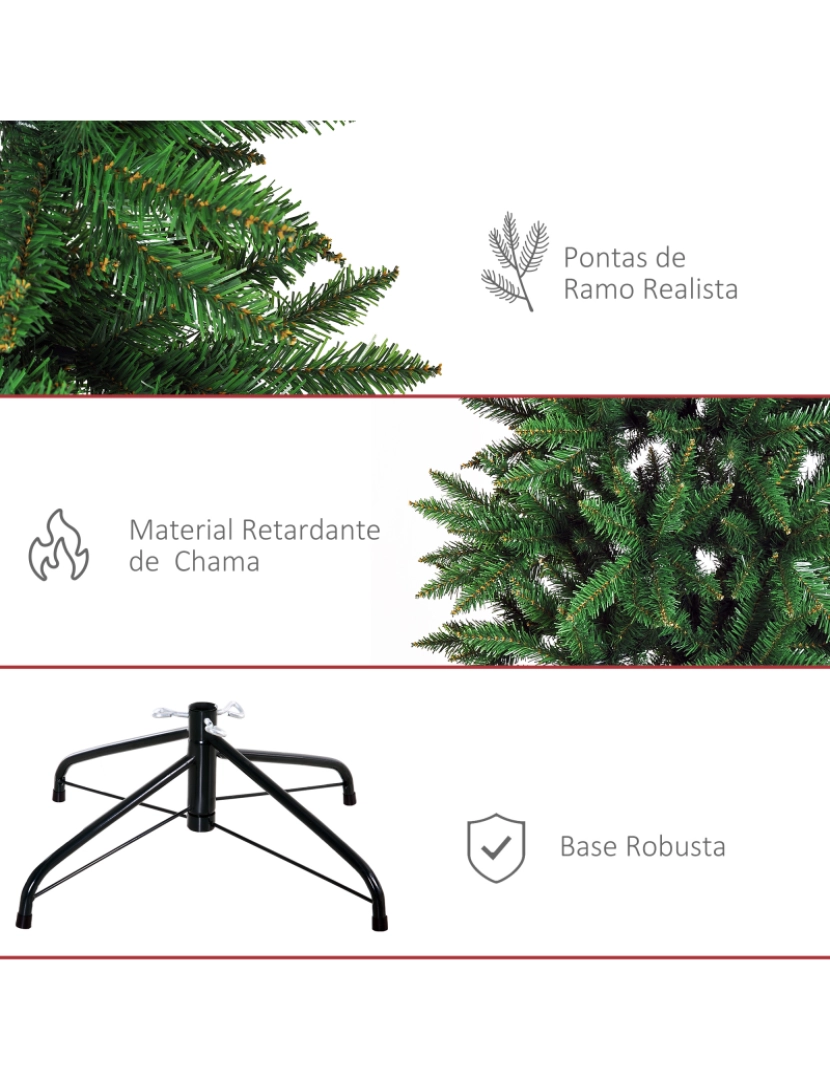 imagem de HOMCOM Árvore de Natal Artificial 210cm com 865 Ramos Ecológicos Decoração de Natal para Interiores Φ91x210cm Verde5