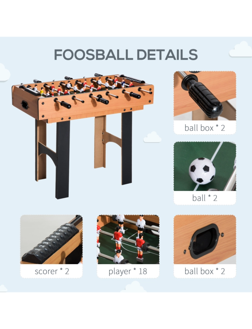 imagem de HomCom Mesa Multijogo 4 em 1 Inclui futebol mesa Air Hocker Ping-Pong e Bilhar – Jogo de Madeira – 87x43x73cm6