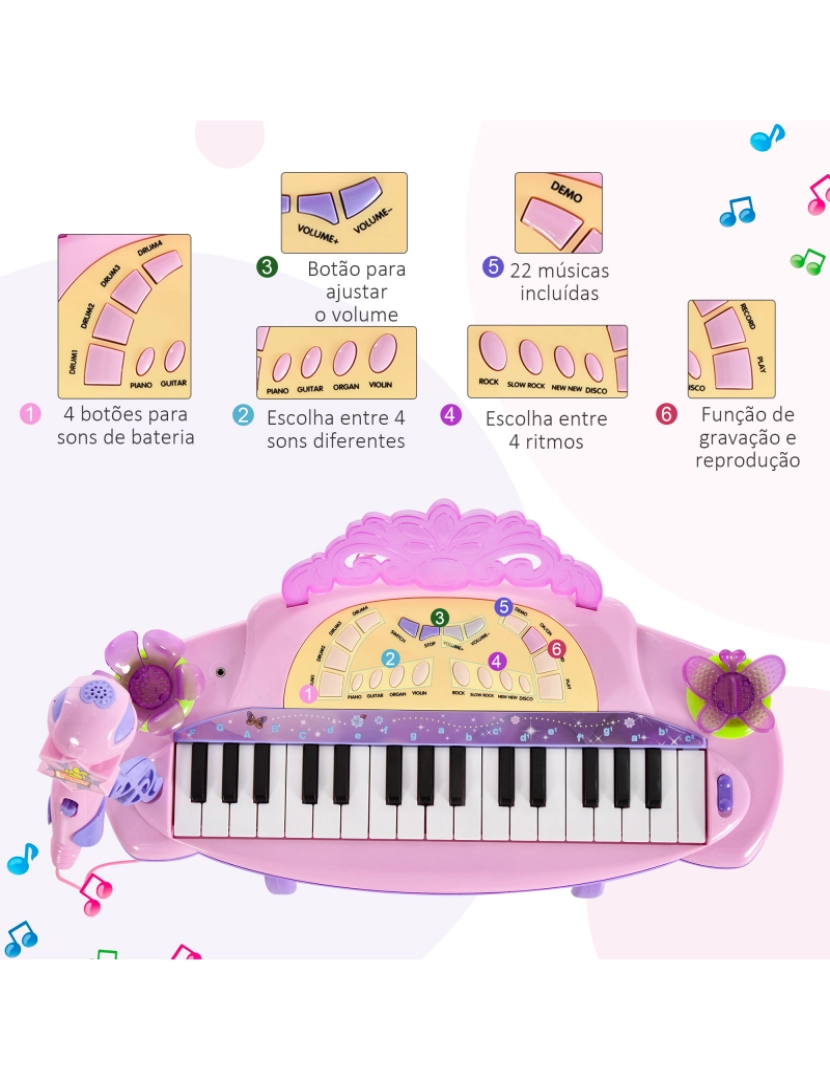 imagem de Piano Infantil 45x21x55cm cor rosa 390-005PK4