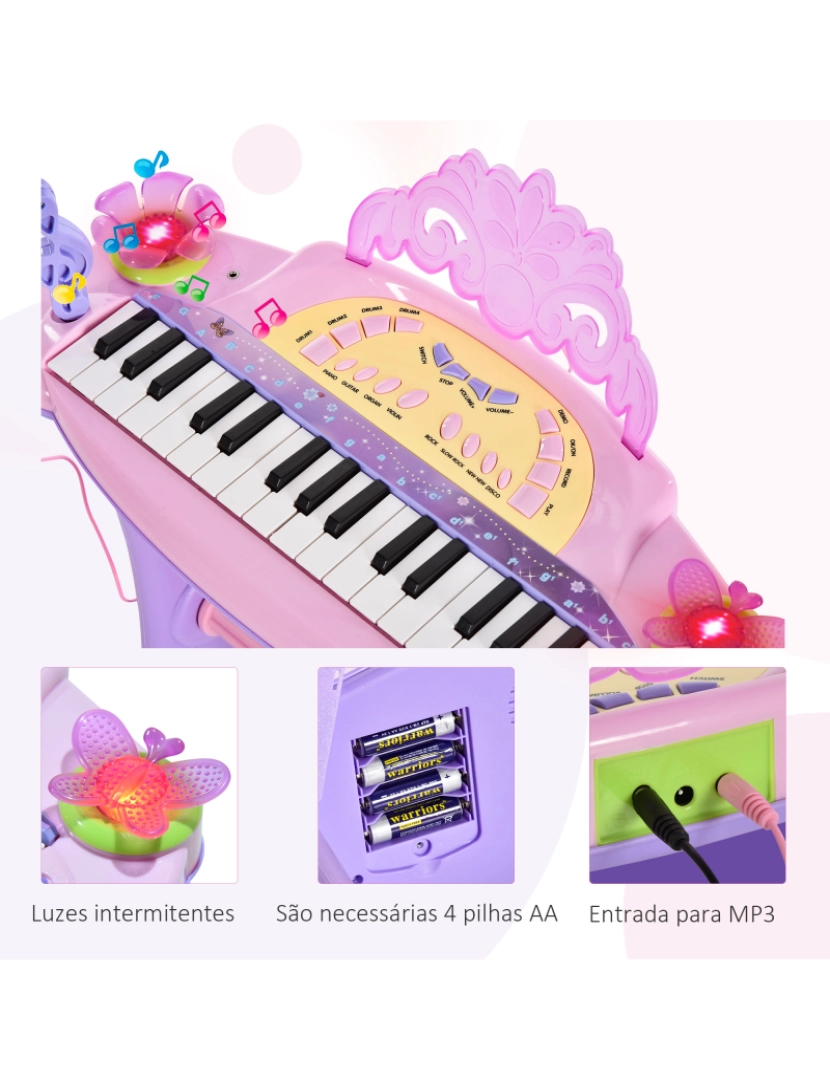 imagem de Piano Infantil 45x21x55cm cor rosa 390-005PK5