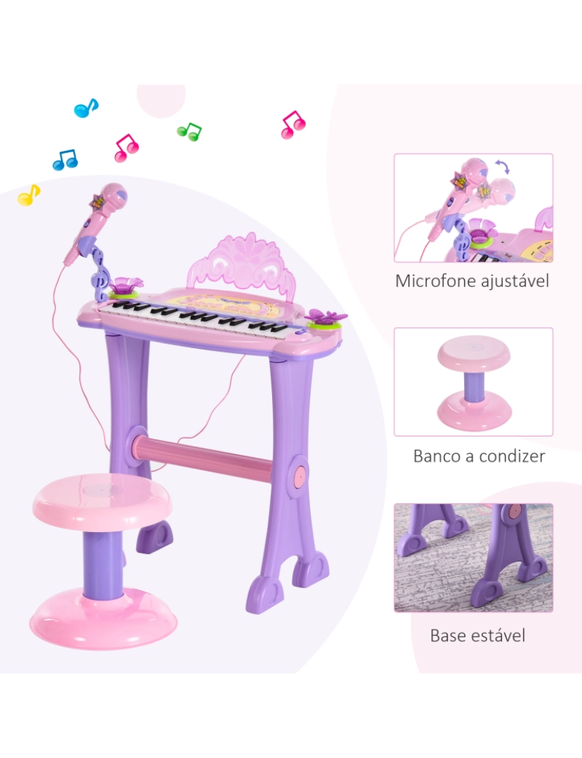 imagem de Piano Infantil 45x21x55cm cor rosa 390-005PK6