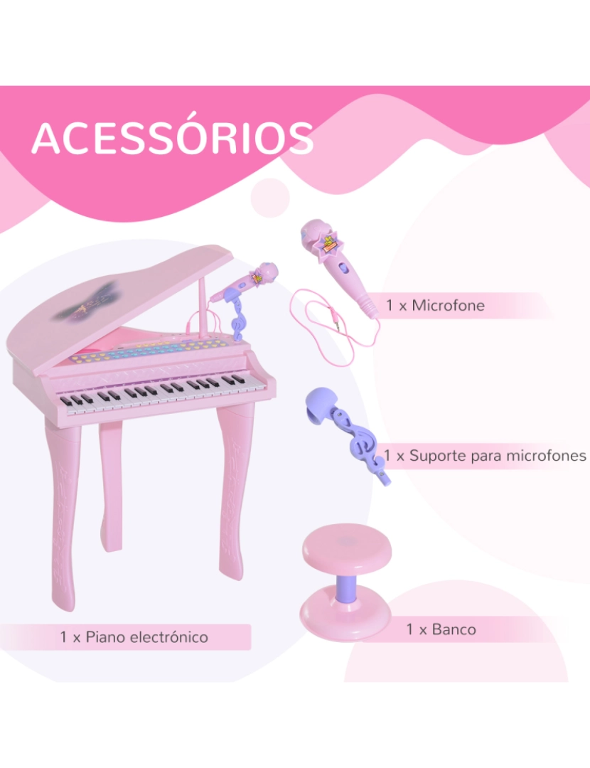 imagem de Piano Infantil 48x39x69cm cor rosa 390-003PK7