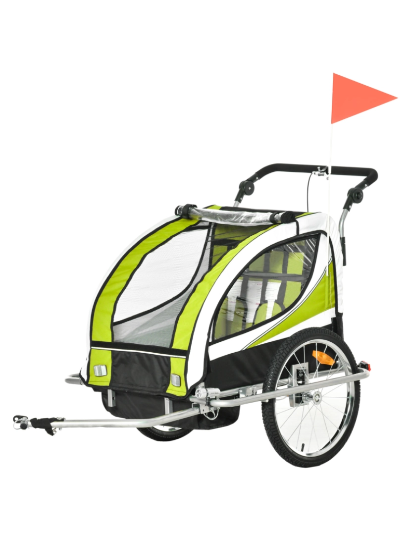 Homcom - Reboque de Bicicleta Infantil 125x88x107cm cor verde 440-001GN