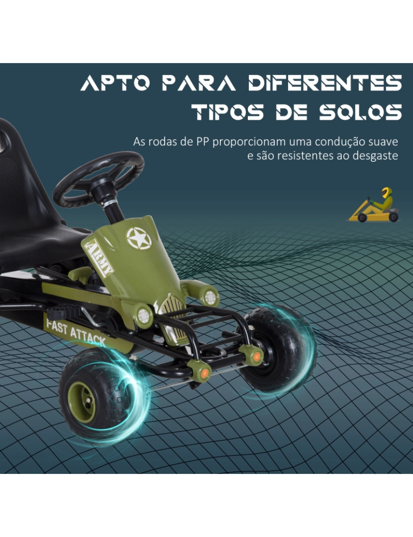 imagem de Carro a Pedal 99x65x56cm cor negro y verde 341-0247