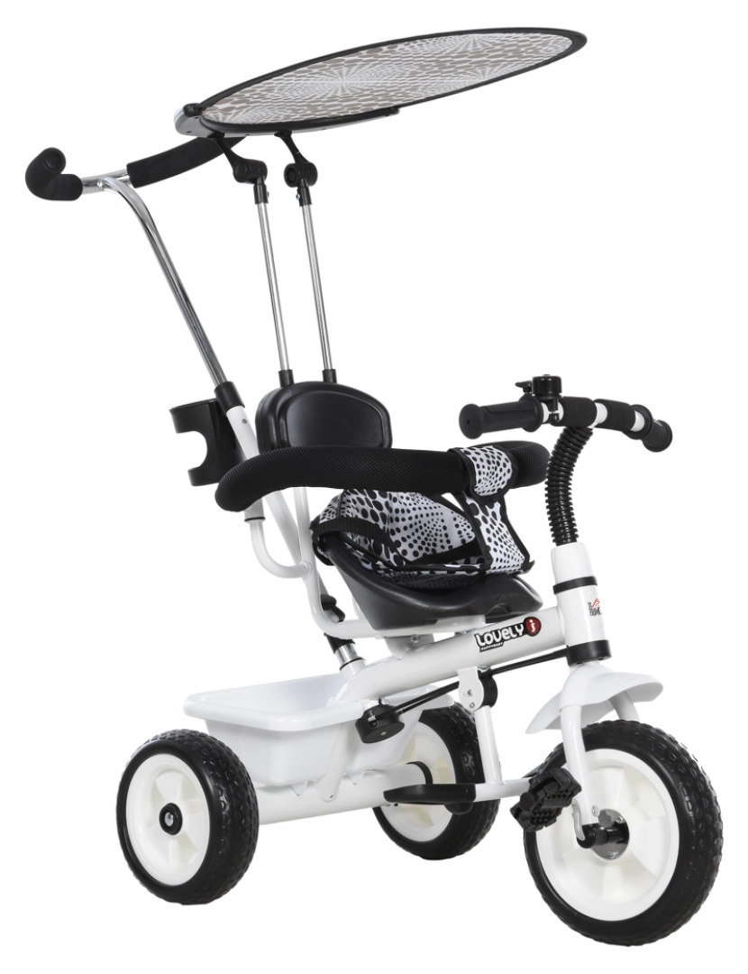 Homcom - Triciclo Infantil 103x47x101cm cor branco e preto 370-025