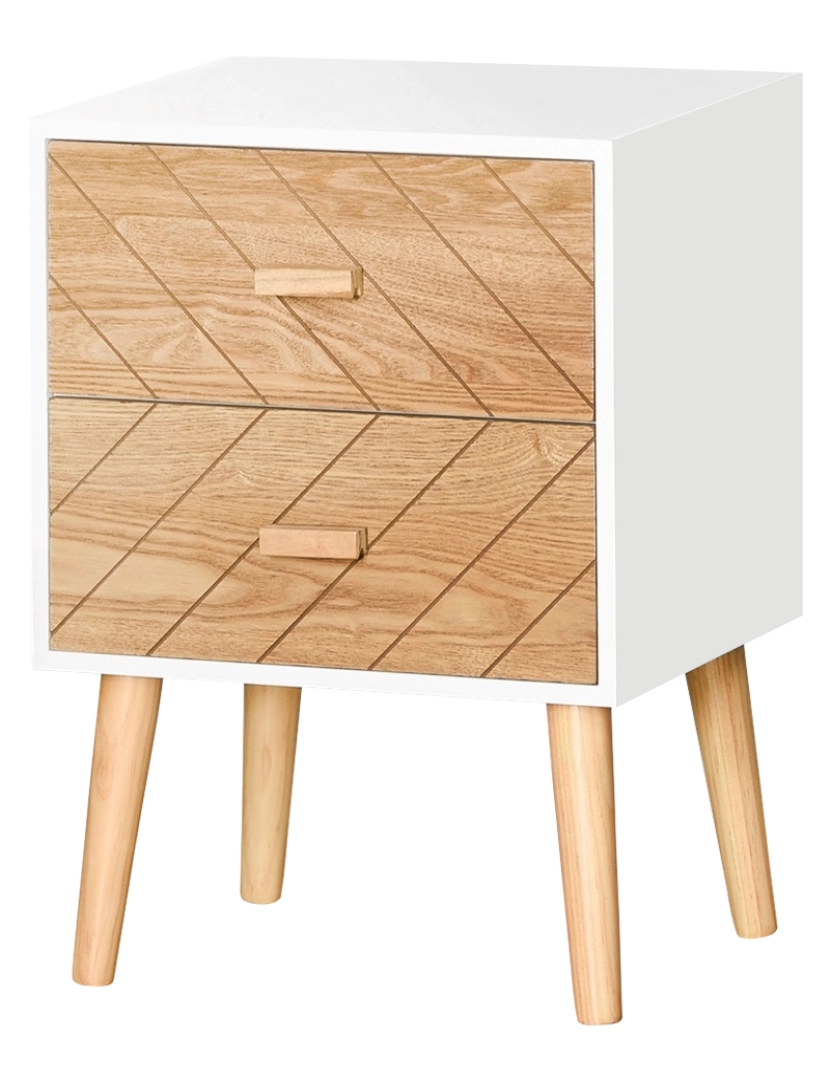 imagem de Mesa de Cabeceira 40x30x55,5cm cor branco e madeira 831-216V011