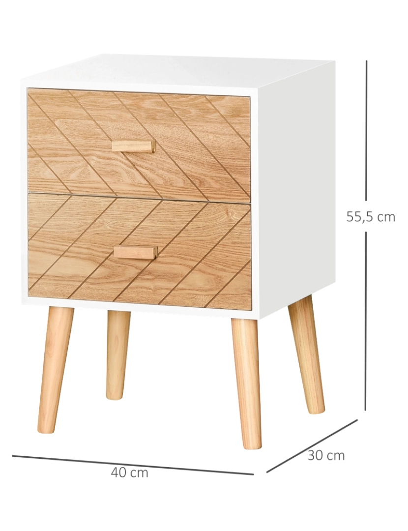 imagem de Mesa de Cabeceira 40x30x55,5cm cor branco e madeira 831-216V013
