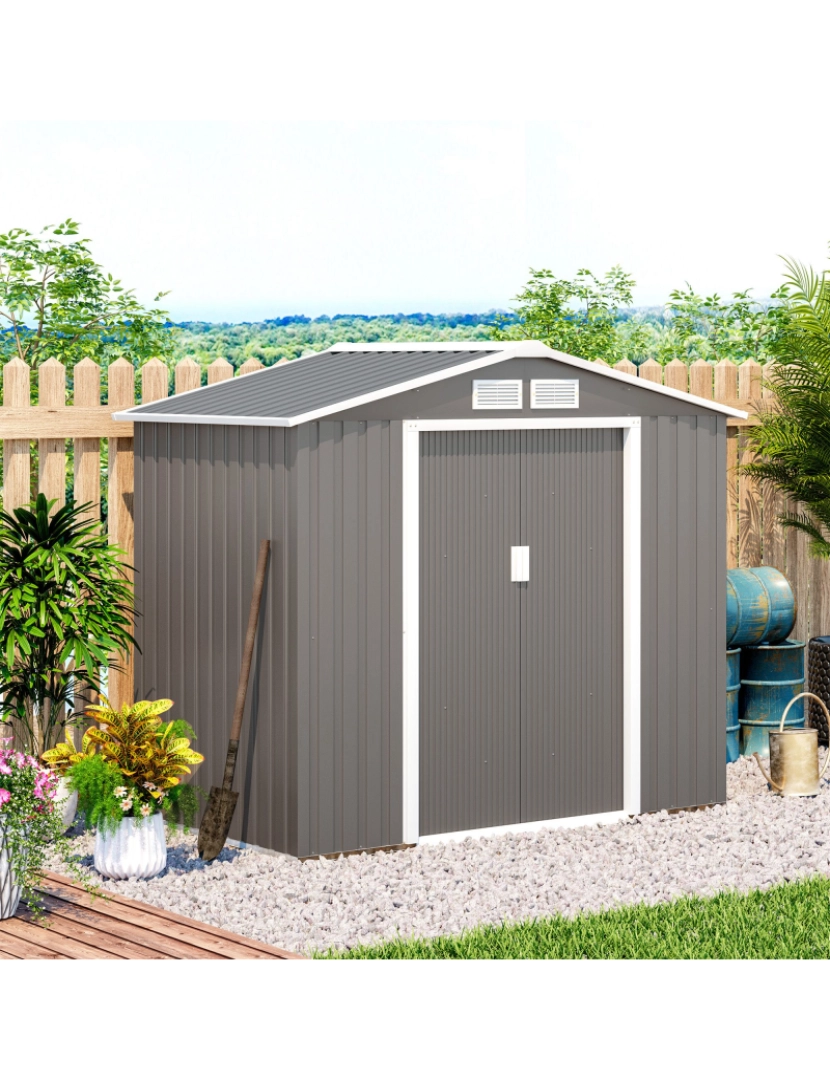 imagem de Abrigo de Jardim 213x130x185cm cor cinzento 845-030GY2