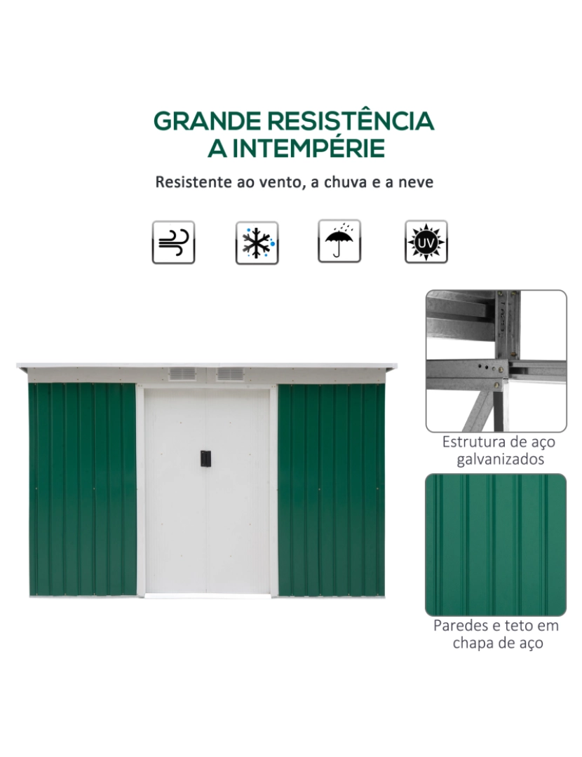 imagem de Abrigo Armazenamento 280x130x172cm cor verde 845-0324