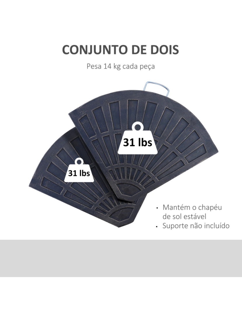 imagem de Conjunto de 2 Peças de Base para Chapéu de Sol 66x47x4,2cm cor preto 01-02215