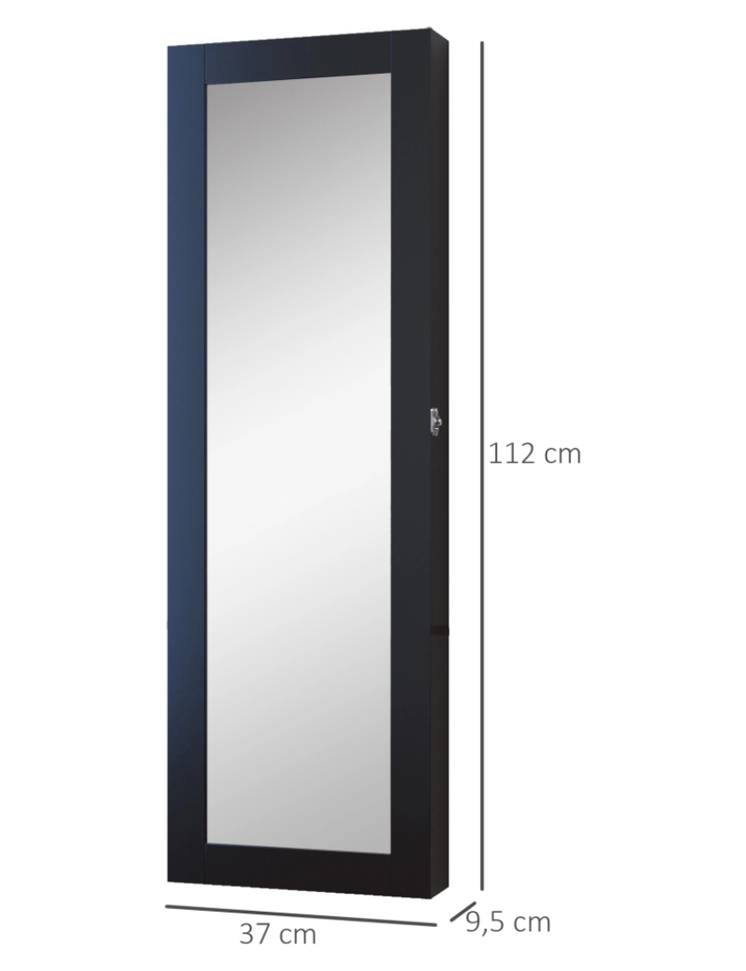 imagem de Espelho de Parede 37x9,5x112cm cor preto 833-102BK3