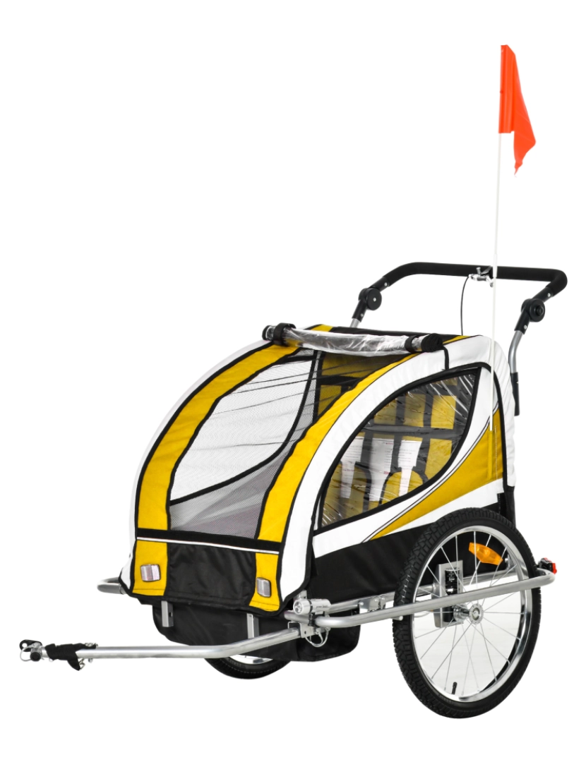 Homcom - Reboque de Bicicleta Infantil 125x88x107cm cor amarelo 440-001YL