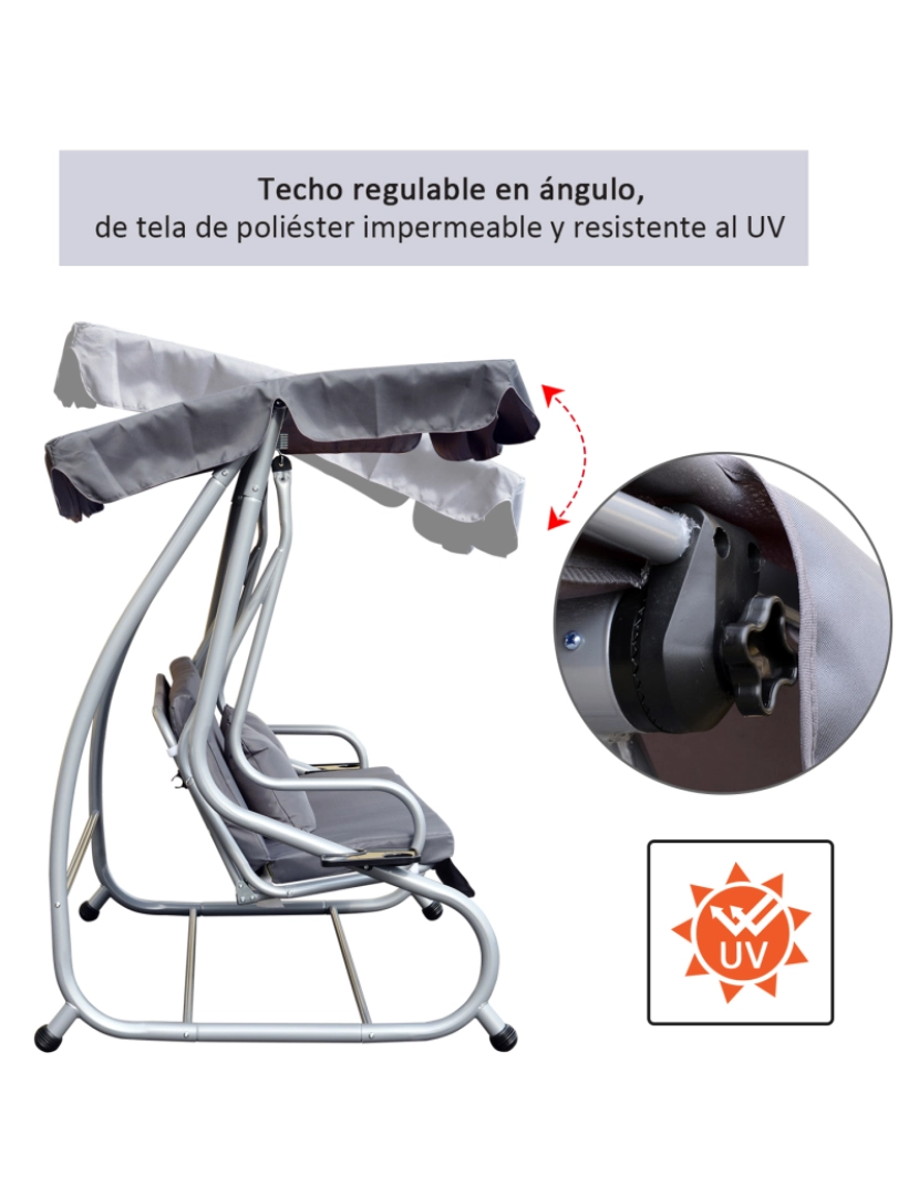 imagem de Baloiço de Jardim 200x120x164cm cor cinzento 84A-051GY5
