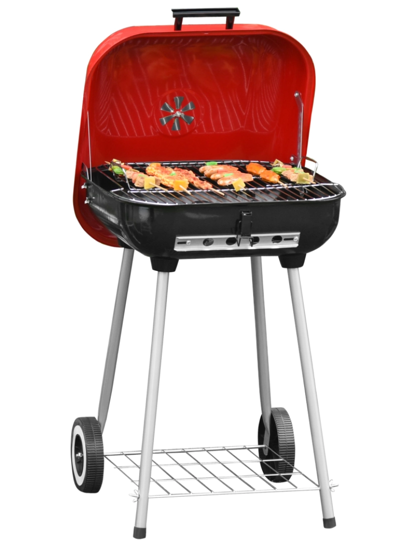 imagem de Barbecue a Carvão 46x52.5x76cm cor preto e vermelho 01-05691
