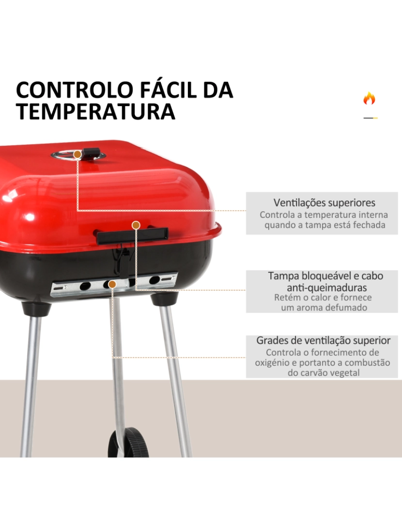 imagem grande de Barbecue a Carvão 46x52.5x76cm cor preto e vermelho 01-05694