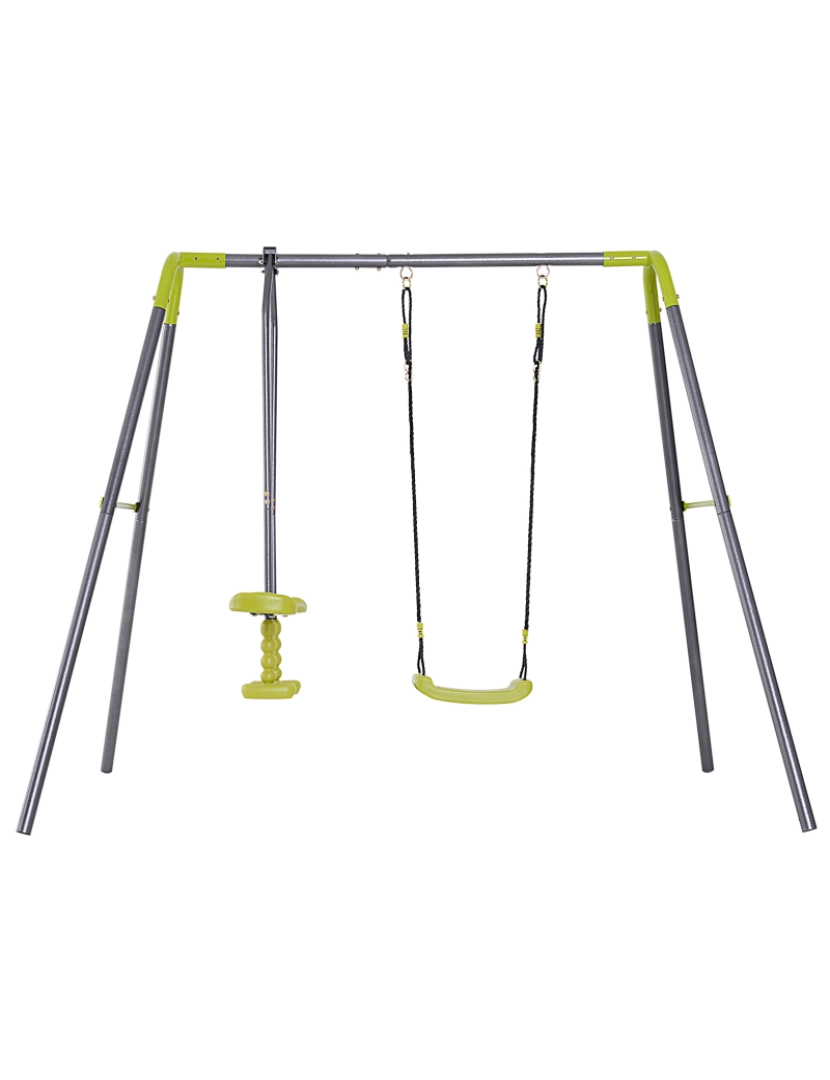 Homcom - Baloiço Infantil 245x138x180cm cor cinza e verde 344-008