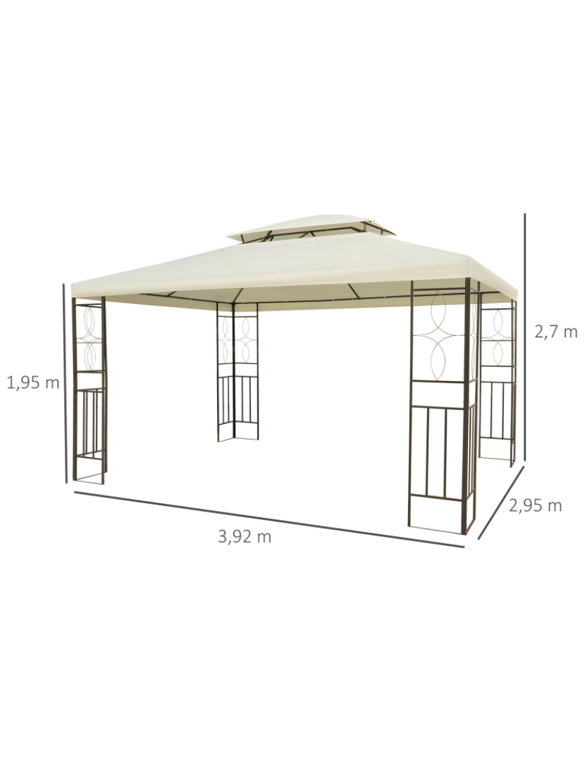 imagem de Pérgola de Exterior 295x392x270cm cor creme branco 01-00793