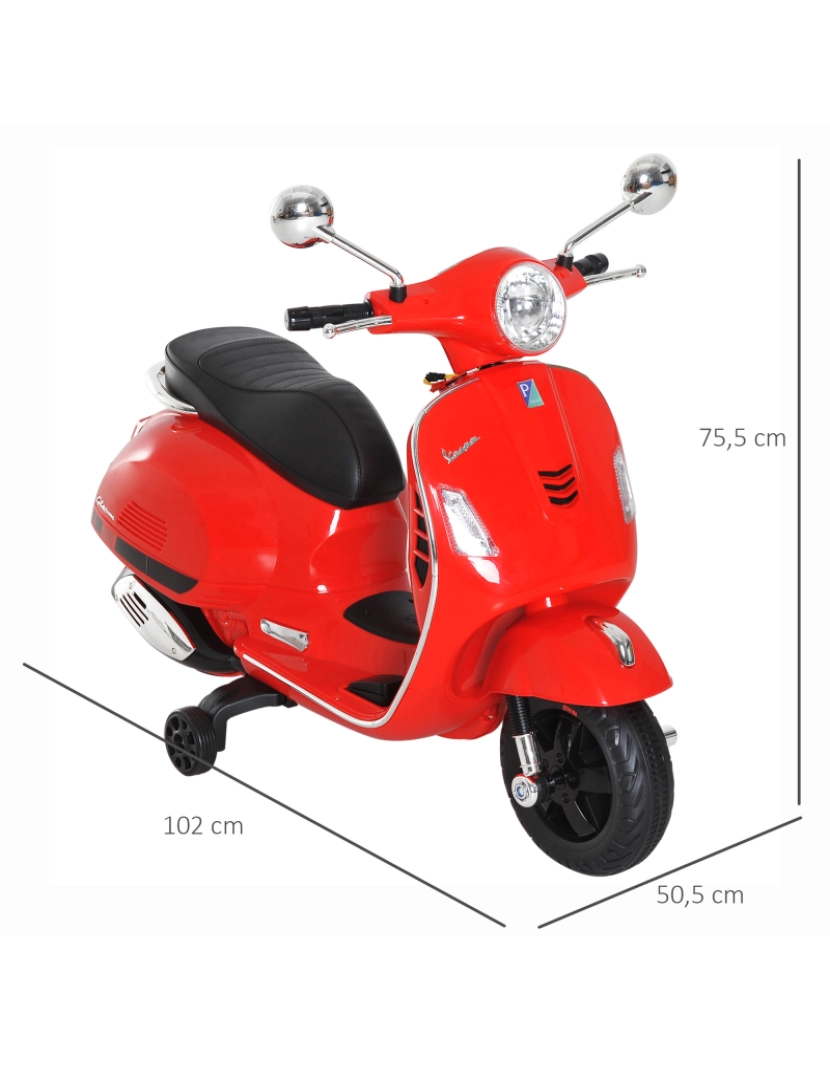 imagem de Scooter Elétrico para crianças 102x50,5x75,5cm cor vermelho 370-056RD3