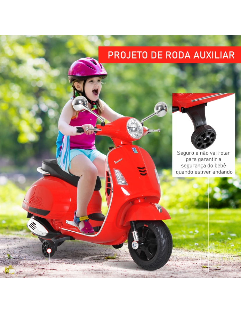 imagem de Scooter Elétrico para crianças 102x50,5x75,5cm cor vermelho 370-056RD5