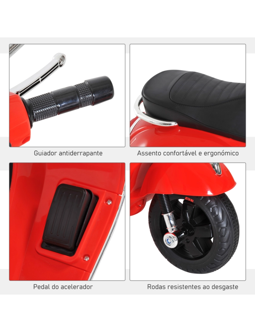 imagem de Scooter Elétrico para crianças 102x50,5x75,5cm cor vermelho 370-056RD7