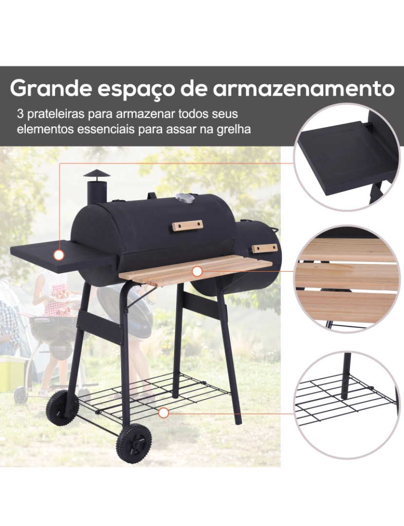 imagem de Barbecue a Carvão 124x53x104cm cor preto 846-0367