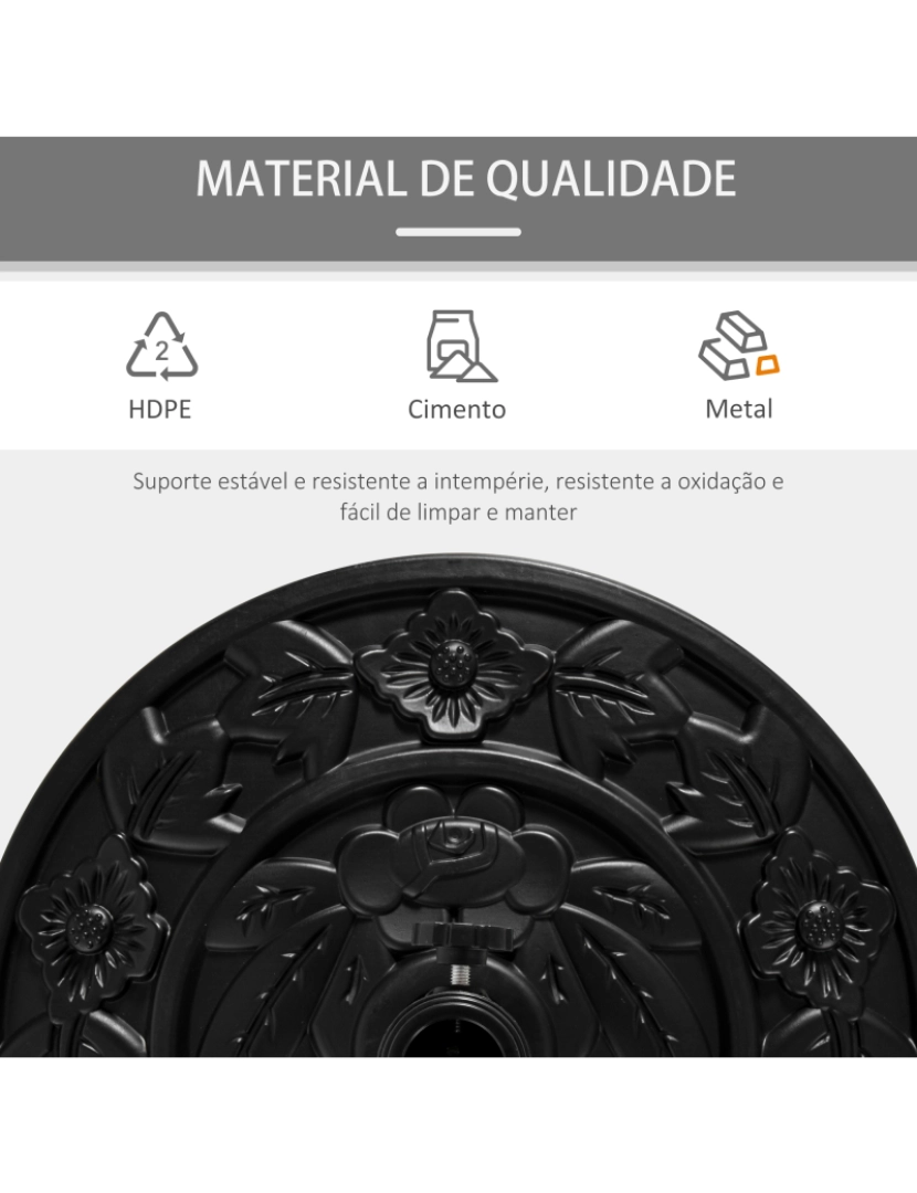 imagem de Base Chapéu de Sol Semicircular 50x32x32cm cor preto 84D-0437